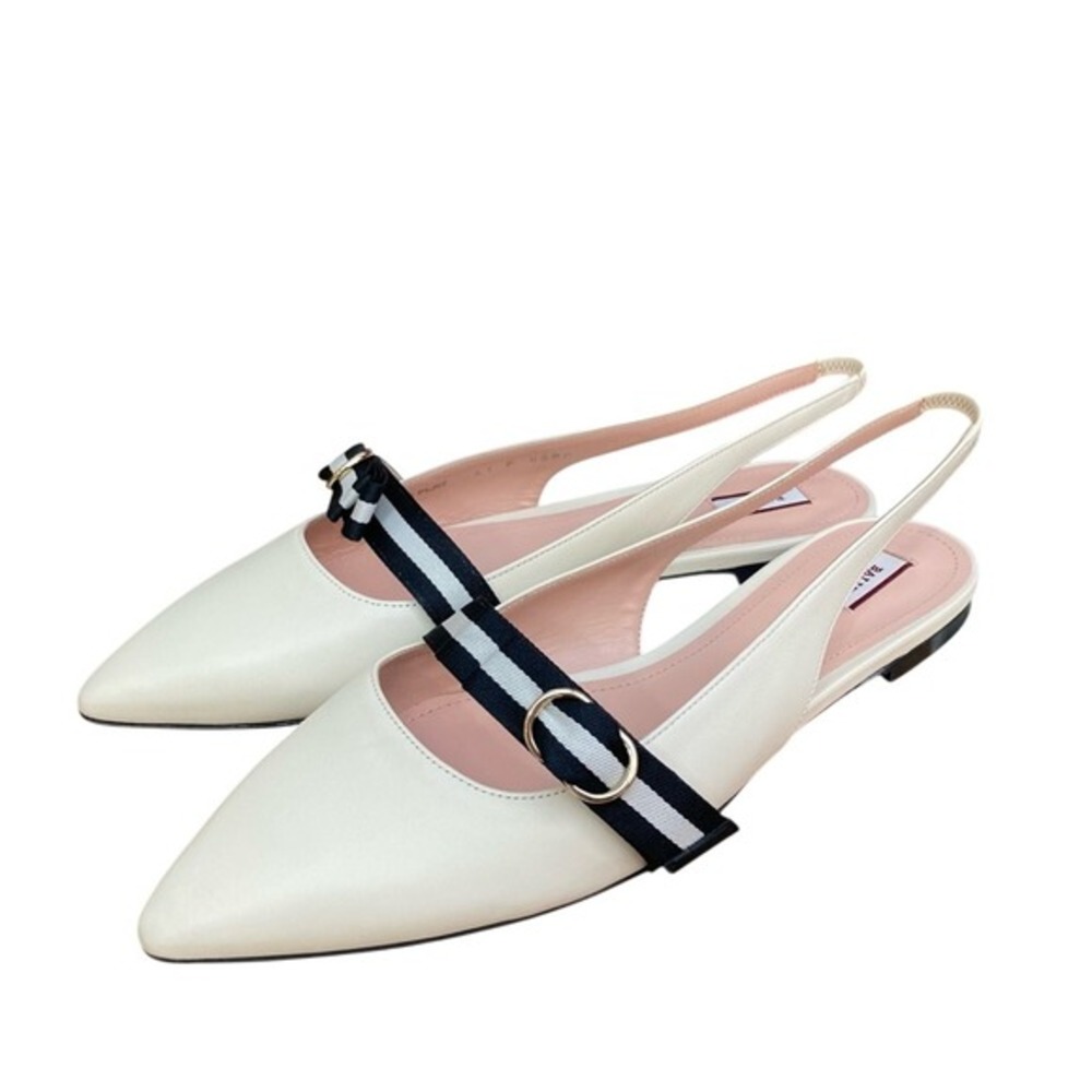 Bally slingback flats / slides women's 10.5 ivory black preppy quiet luxury